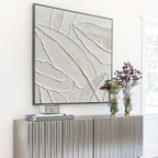 Plaster Art White 3D Leaf Texture Painting