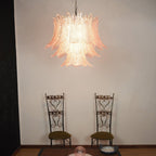 Aurora Chandelier Pink Leaf Glass Layered Graceful Luxury