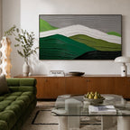 Plaster Art Layered Green White Landscape Textured