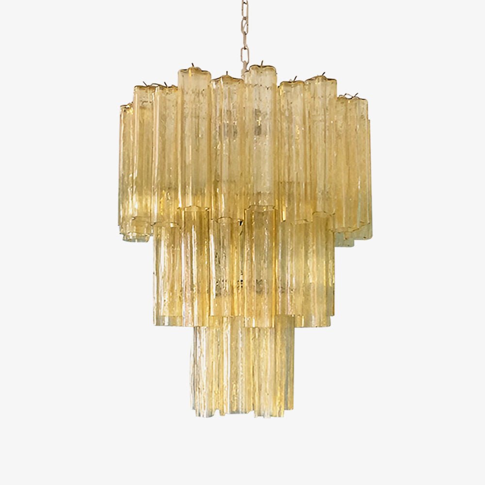 Aurora Chandelier Yellow Glass Tube Tiered Warm