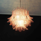 Aurora Chandelier Pink Leaf Glass Layered Graceful Luxury