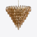 Aurora Chandelier Pink Faceted Glass Layered Vintage