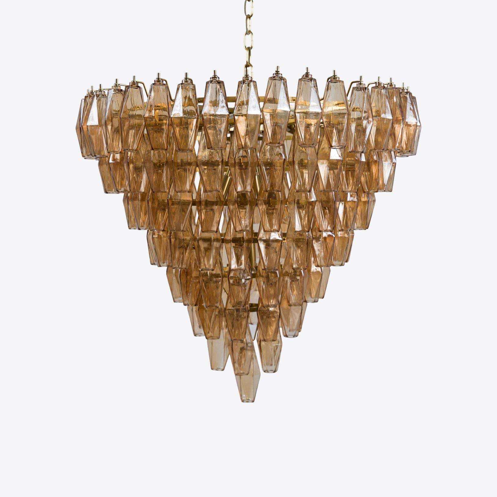 Aurora Chandelier Pink Faceted Glass Layered Vintage
