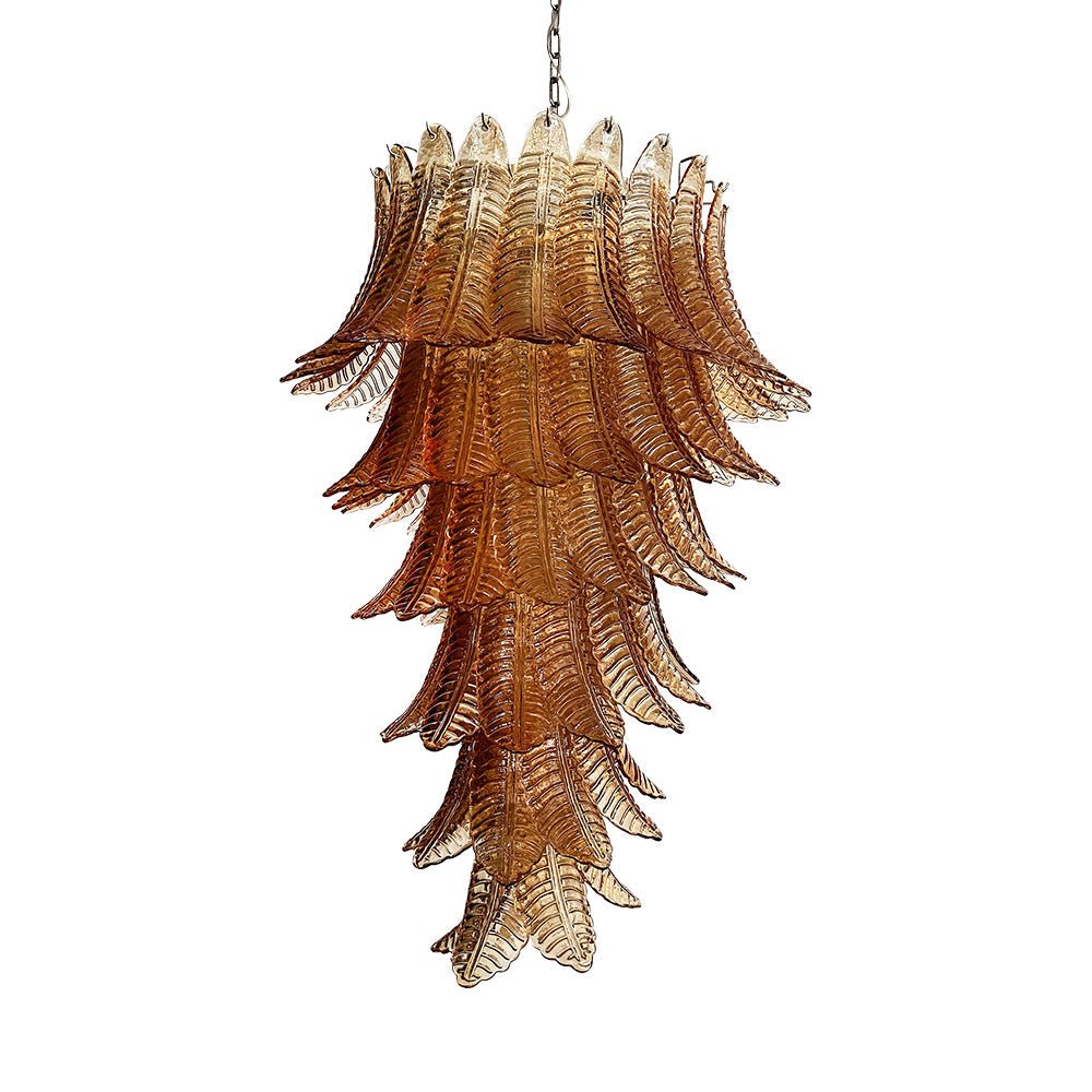 Aurora Chandelier Amber Glass Leaf Layered Statement Artistic