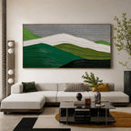 Plaster Art Layered Green White Landscape Textured