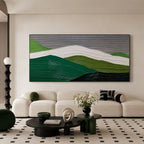 Plaster Art Layered Green White Landscape Textured