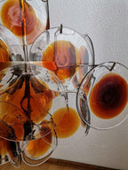 Aurora Chandelier Murano Glass  Mid Century Nickel & Orange
