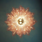 Aurora Chandelier Pink Leaf Glass Layered Graceful Luxury