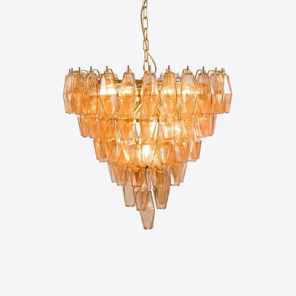 Aurora Chandelier Pink Faceted Glass Layered Vintage