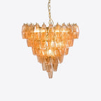 Aurora Chandelier Pink Faceted Glass Layered Vintage