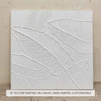 Plaster Art White 3D Leaf Texture Painting