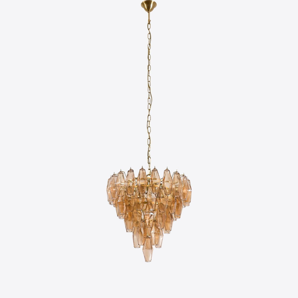 Aurora Chandelier Pink Faceted Glass Layered Vintage