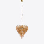 Aurora Chandelier Pink Faceted Glass Layered Vintage