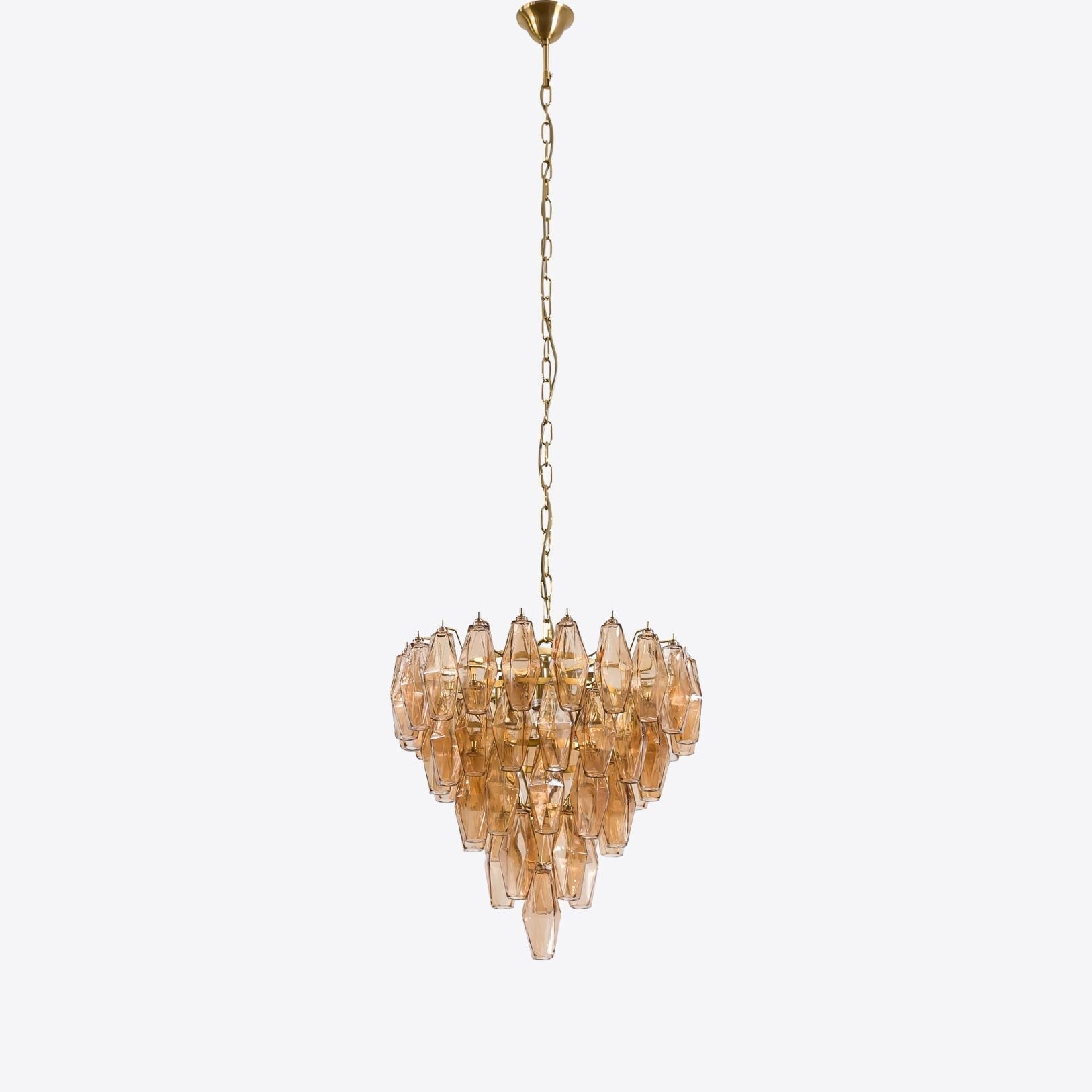 Aurora Chandelier Pink Faceted Glass Layered Vintage