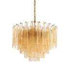 Aurora Chandelier Golden Amber Glass Layered Geometric Luxury