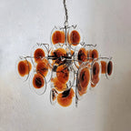 Aurora Chandelier Murano Glass  Mid Century Nickel & Orange