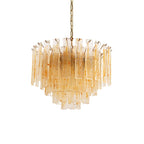 Aurora Chandelier Golden Amber Glass Layered Geometric Luxury