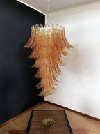 Aurora Chandelier Amber Glass Leaf Layered Statement Artistic