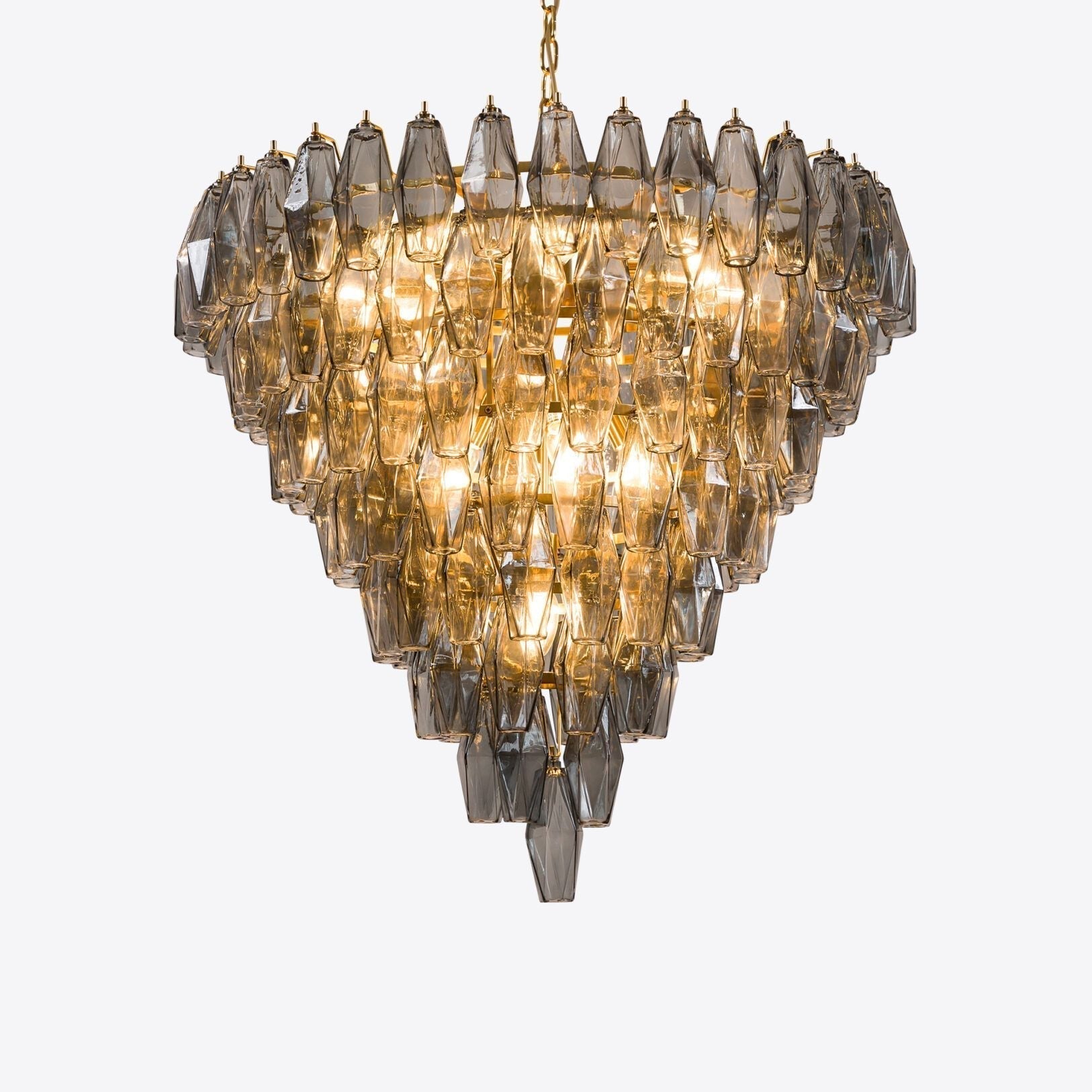 Aurora Chandelier Pink Faceted Glass Layered Vintage