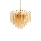 Aurora Chandelier Golden Amber Glass Layered Geometric Luxury