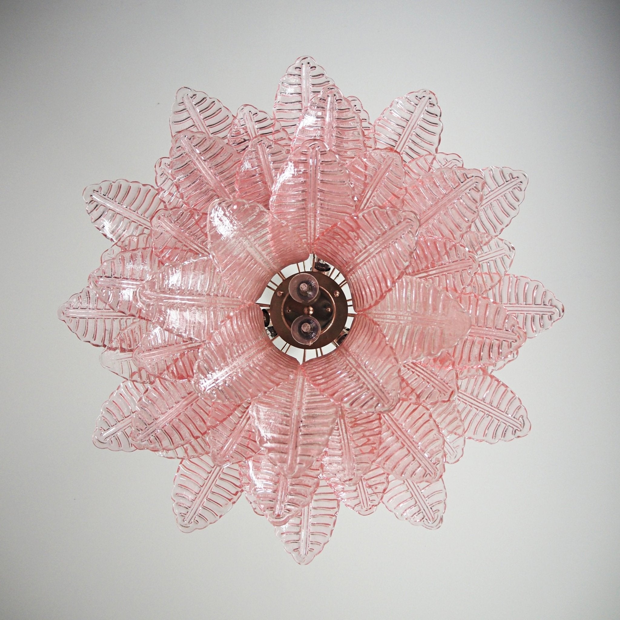 Aurora Chandelier Pink Leaf Glass Layered Graceful Luxury
