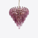 Aurora Chandelier Pink Faceted Glass Layered Vintage