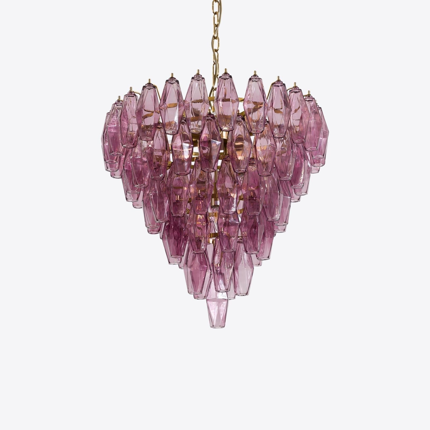 Aurora Chandelier Pink Faceted Glass Layered Vintage