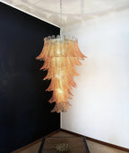 Aurora Chandelier Amber Glass Leaf Layered Statement Artistic