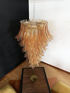 Aurora Chandelier Amber Glass Leaf Layered Statement Artistic