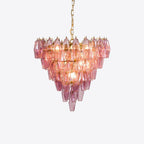 Aurora Chandelier Pink Faceted Glass Layered Vintage