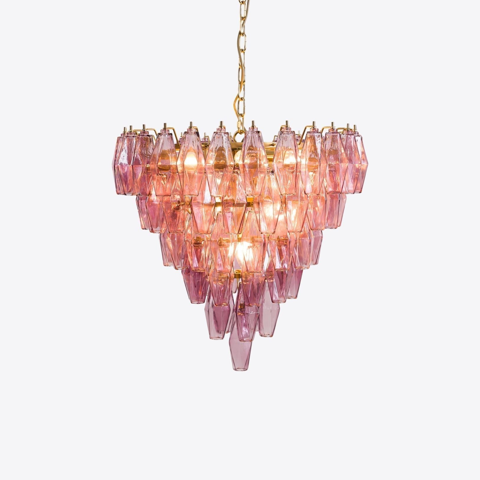 Aurora Chandelier Pink Faceted Glass Layered Vintage