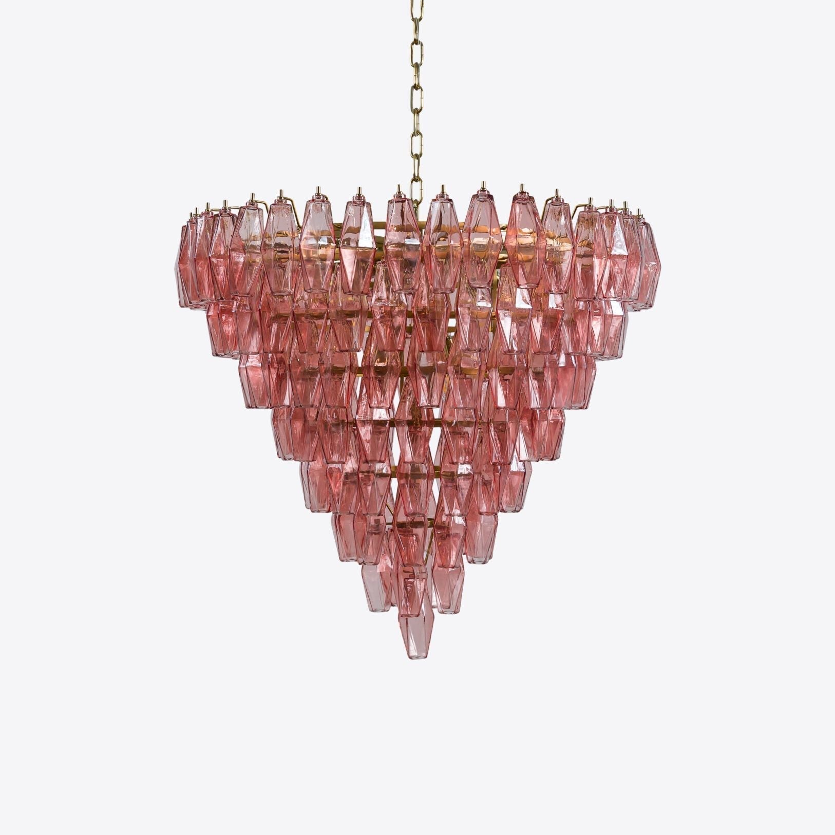 Aurora Chandelier Pink Faceted Glass Layered Vintage