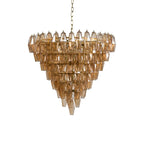 Aurora Chandelier Pink Faceted Glass Layered Vintage