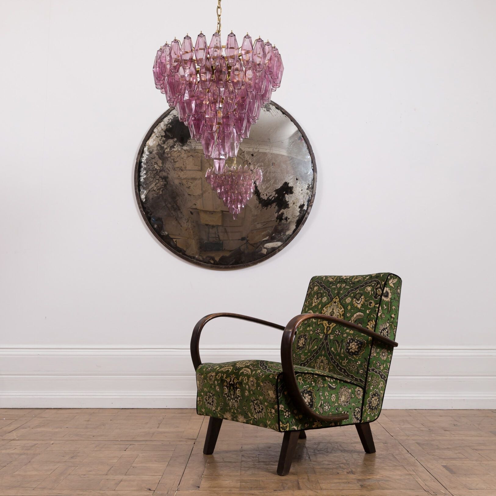 Aurora Chandelier Pink Faceted Glass Layered Vintage