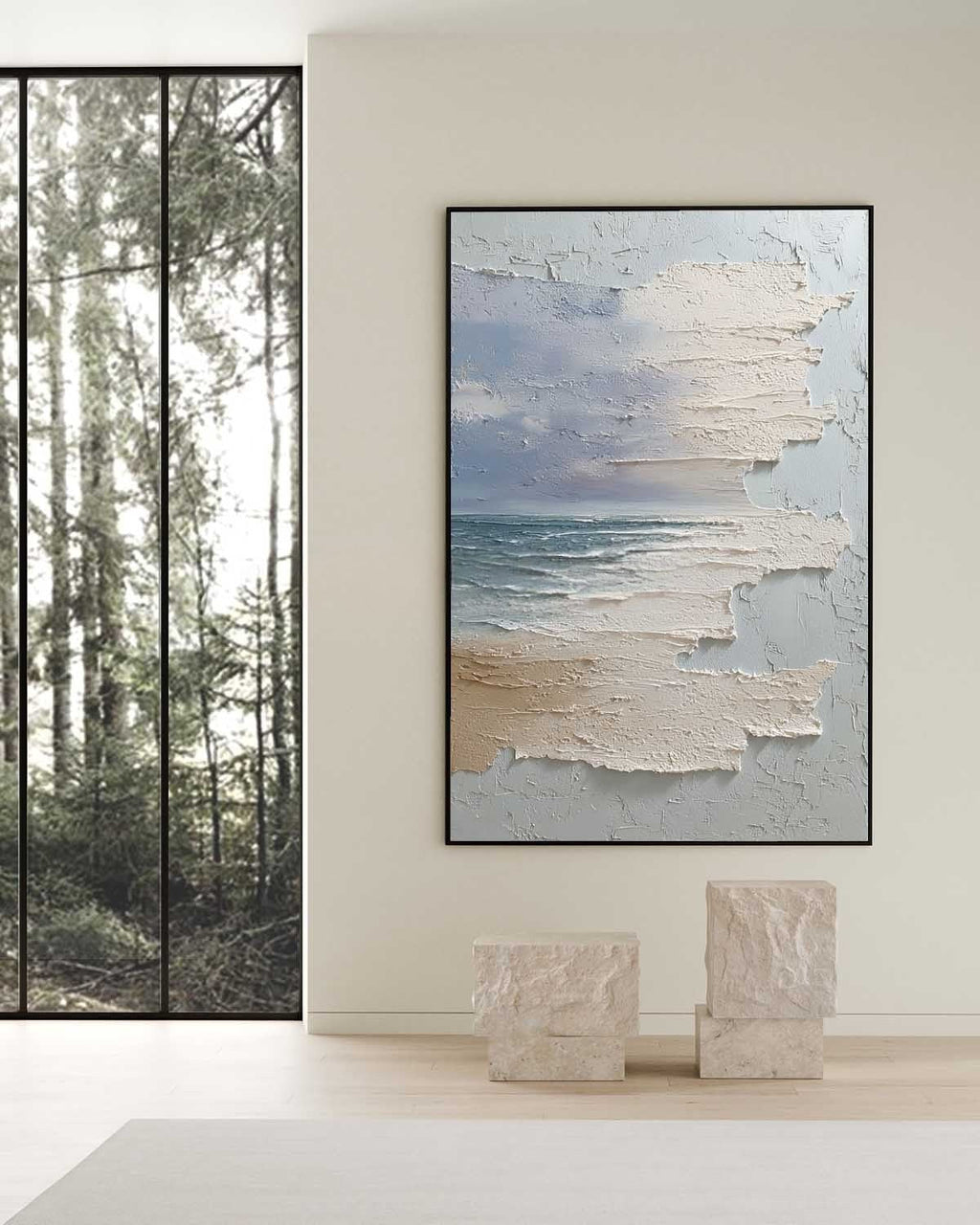 PlWall Art Vertical Horizontal Wabi-Sabi Sea Relief Scene Cool Coastal