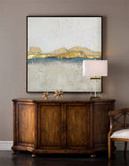 Minimalist Gold Leaf Abstract Landscape Painting