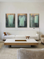 Gold Abstract Triptych Oil Painting Set