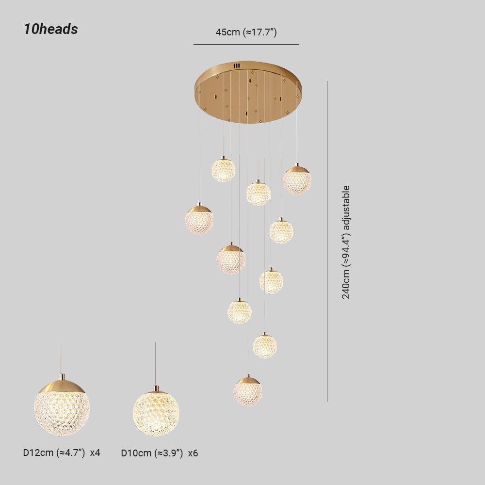 Arisha Multi Staircase Modern Art Deco Pendant Light, Gold