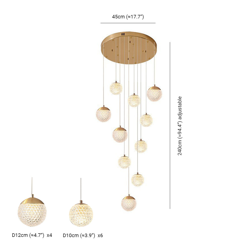 Arisha Multi Staircase Modern Art Deco Pendant Light, Gold