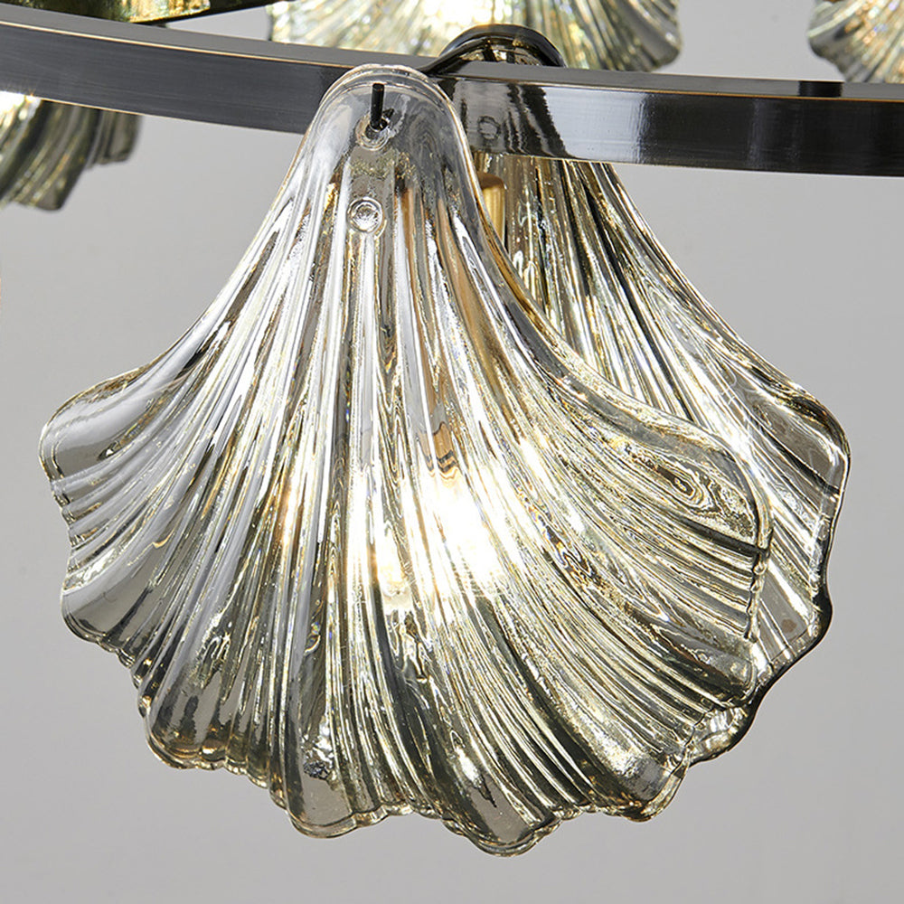 Kristy Modern Annular Metal And Glass Pendant Light, Black/Gold