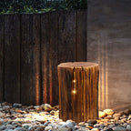 Ray Natural Column Wood Outdoor Floor Lamp Table