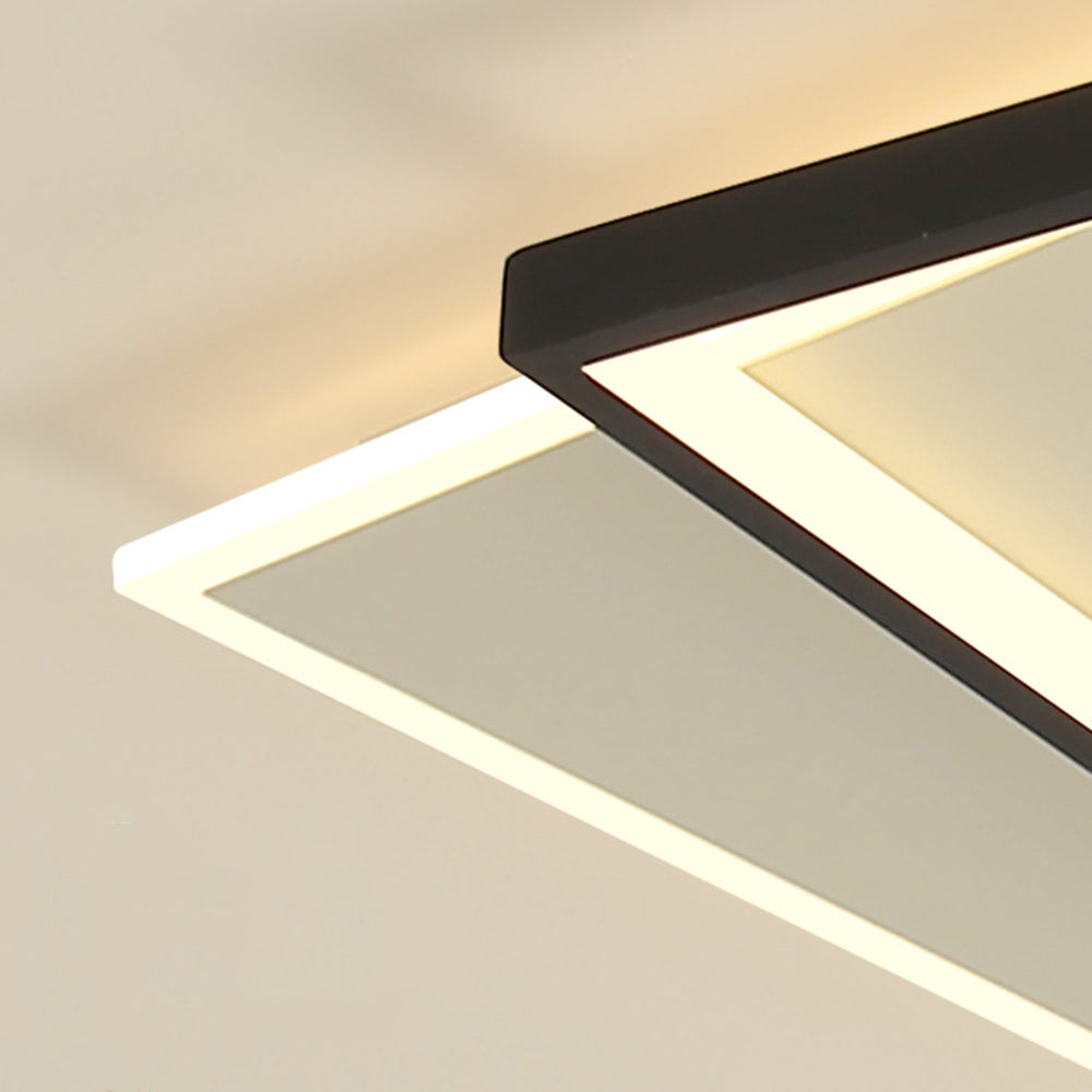 Arisha Modern Square/ Round Flush Mount Ceiling Light, Black with White