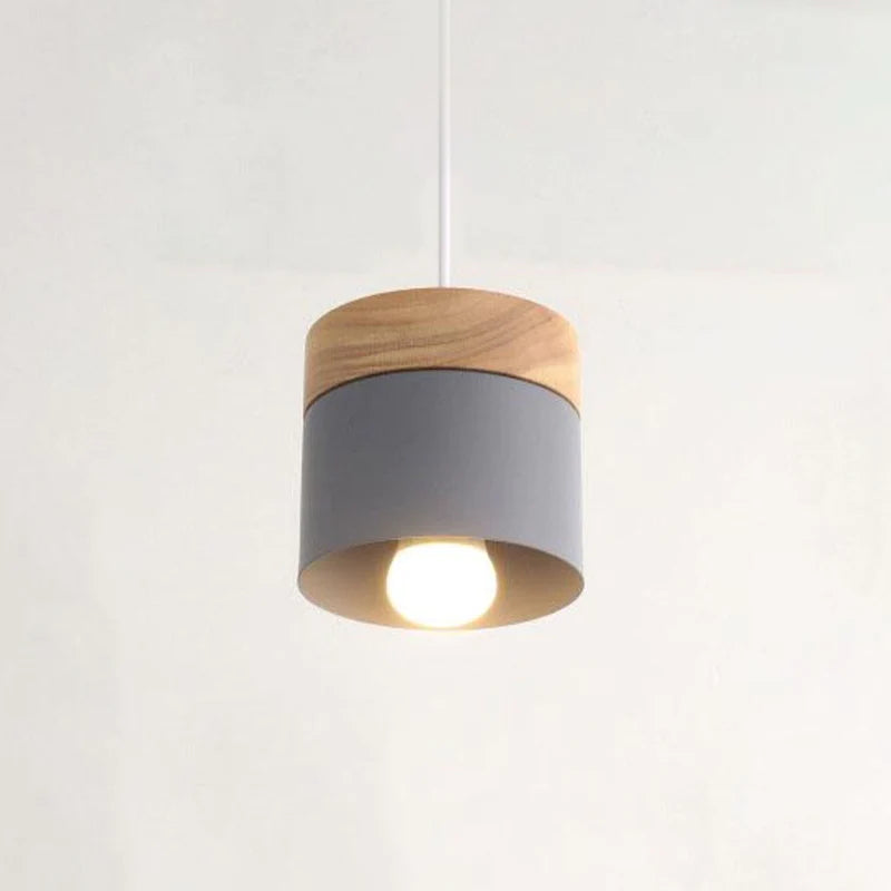 Valentina Modern Can Shape Metal/Wood Pendant Light