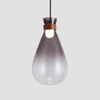 Valentina Minimalist Teardrop Shaped Glass Pendant Light, Smoke Gray/White