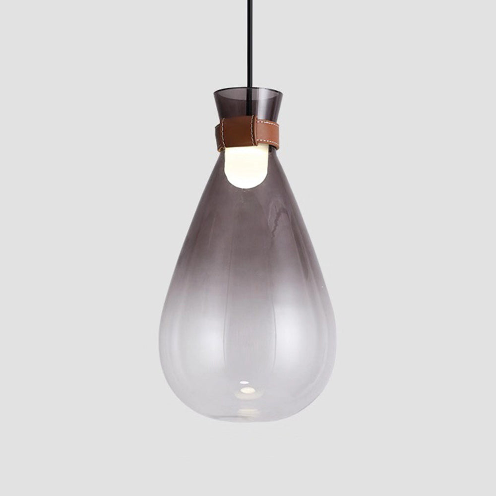Valentina Minimalist Teardrop Shaped Glass Pendant Light, Smoke Gray/White