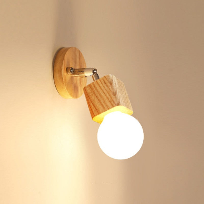Muto Modern Square Globe Metal/Wood Wall Lamp, Vanity Light