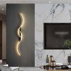Lumor Modern Linear Wave Bedroom Wall Lamp, Black/Gold