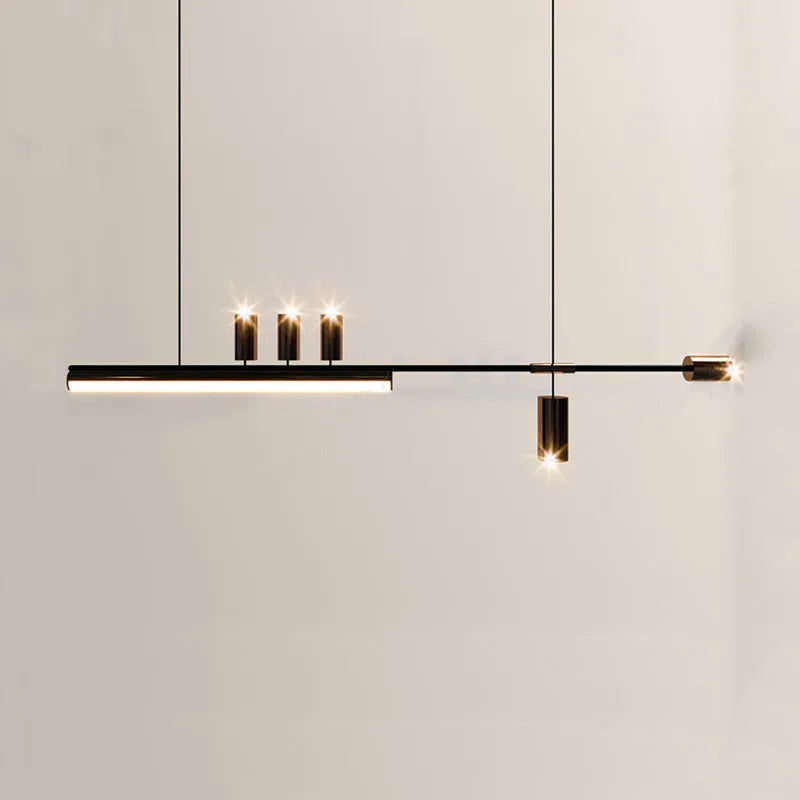 Arisha Modern Minimalist Liner  Pendant Light, Gold/Black 5 Head