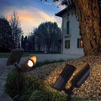 Ray Modern Round Glass/Metal Solar Outdoor Ground Lamp Spotlight