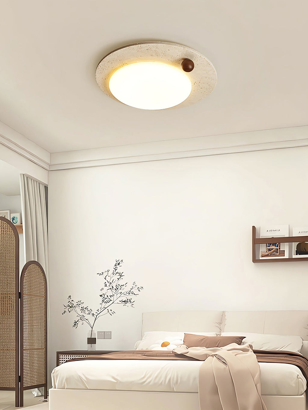 Circular Travertine  Ceiling Light